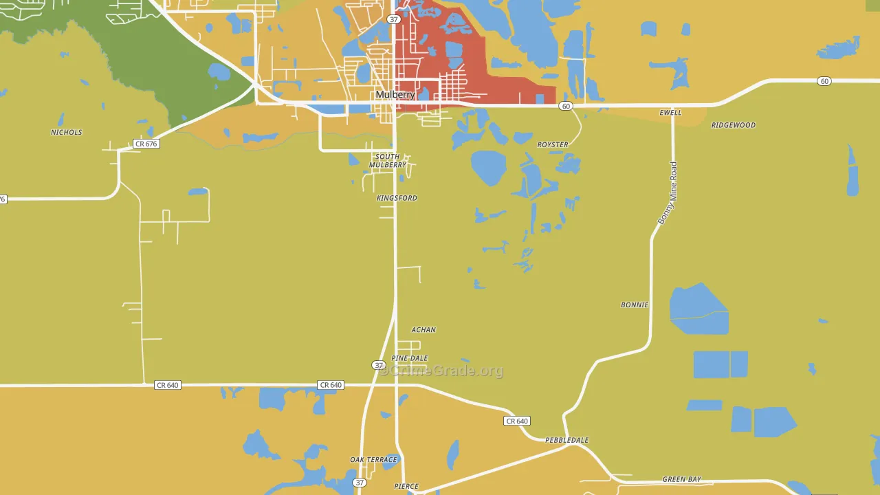 South Mulberry, FL Map of Theft Rates