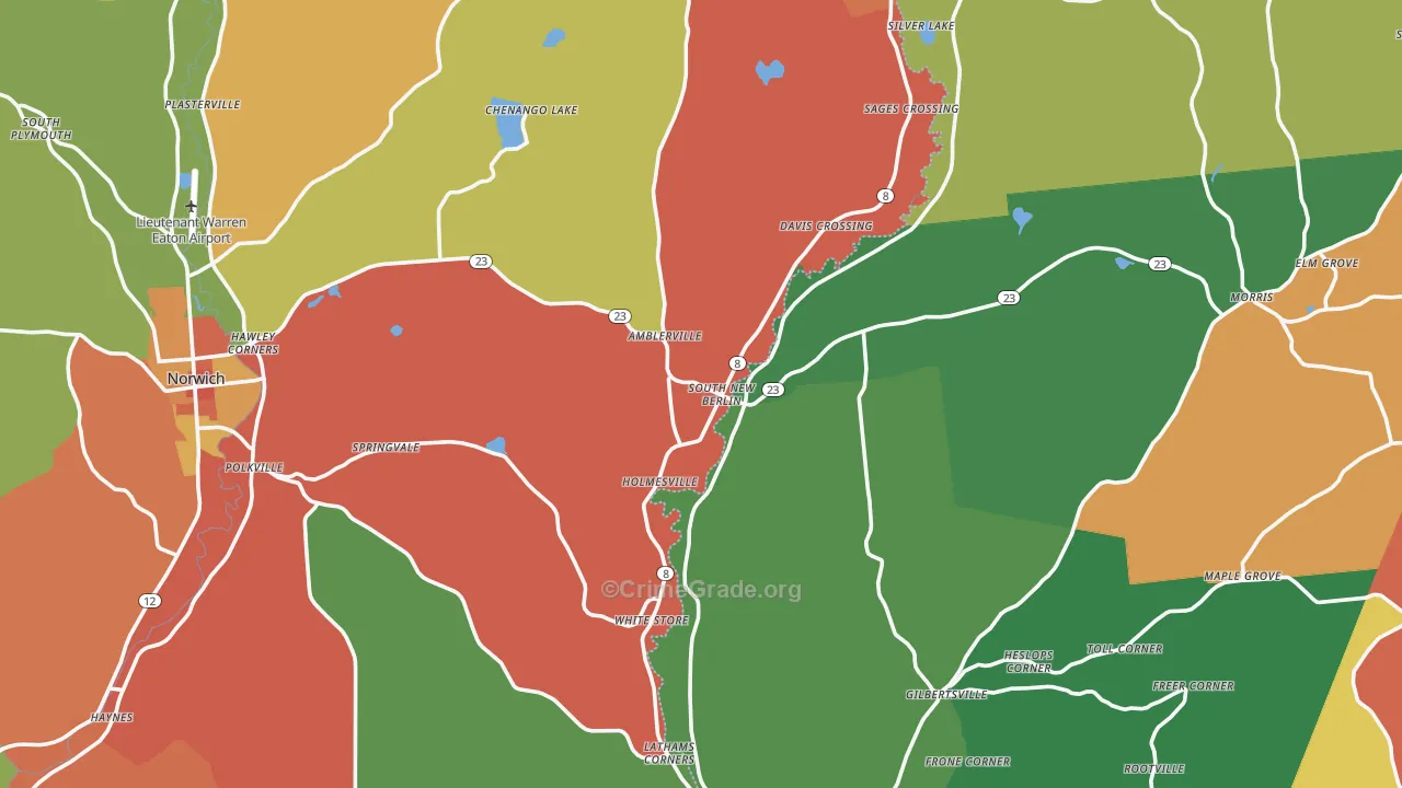 South New Berlin, NY Map of Theft Rates