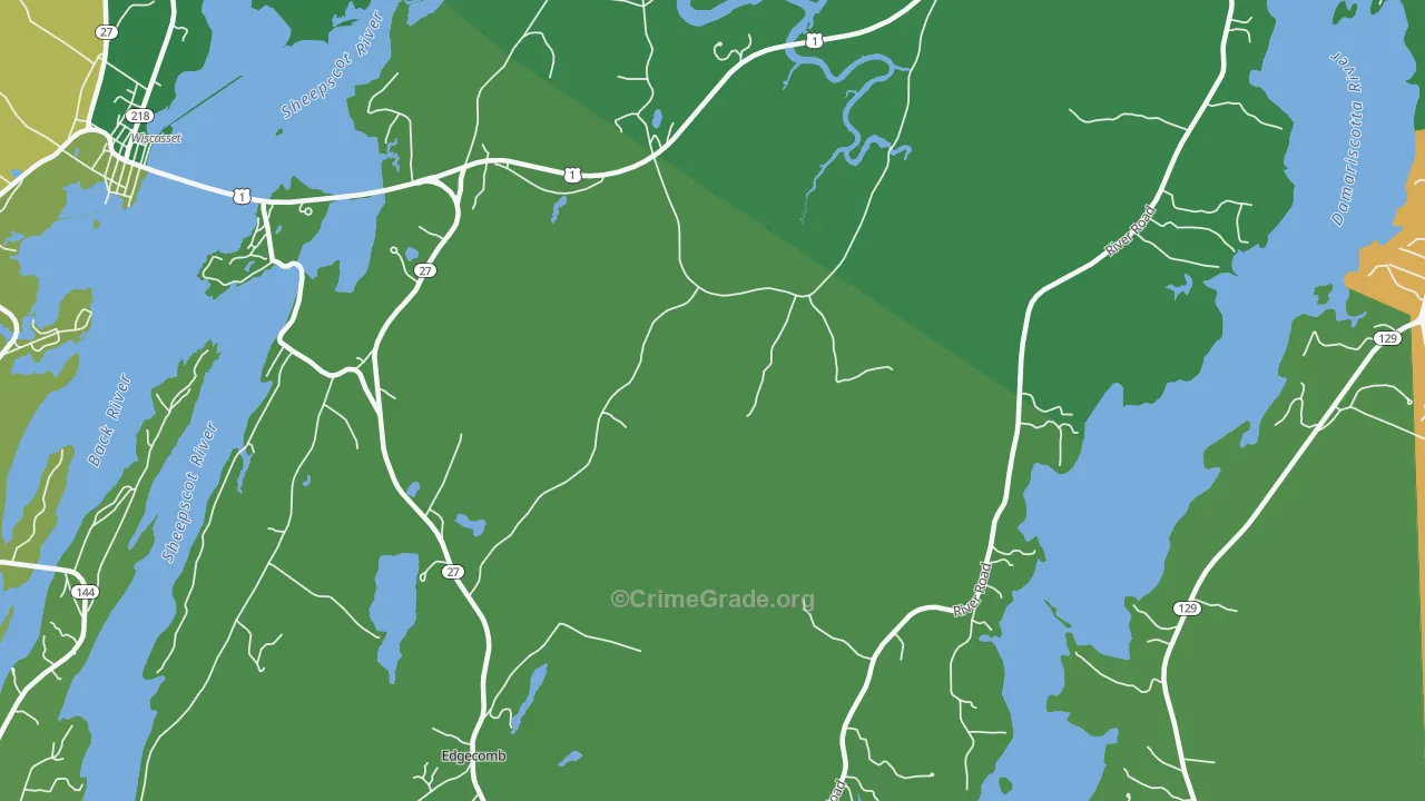 South Newcastle, ME Map of Theft Rates