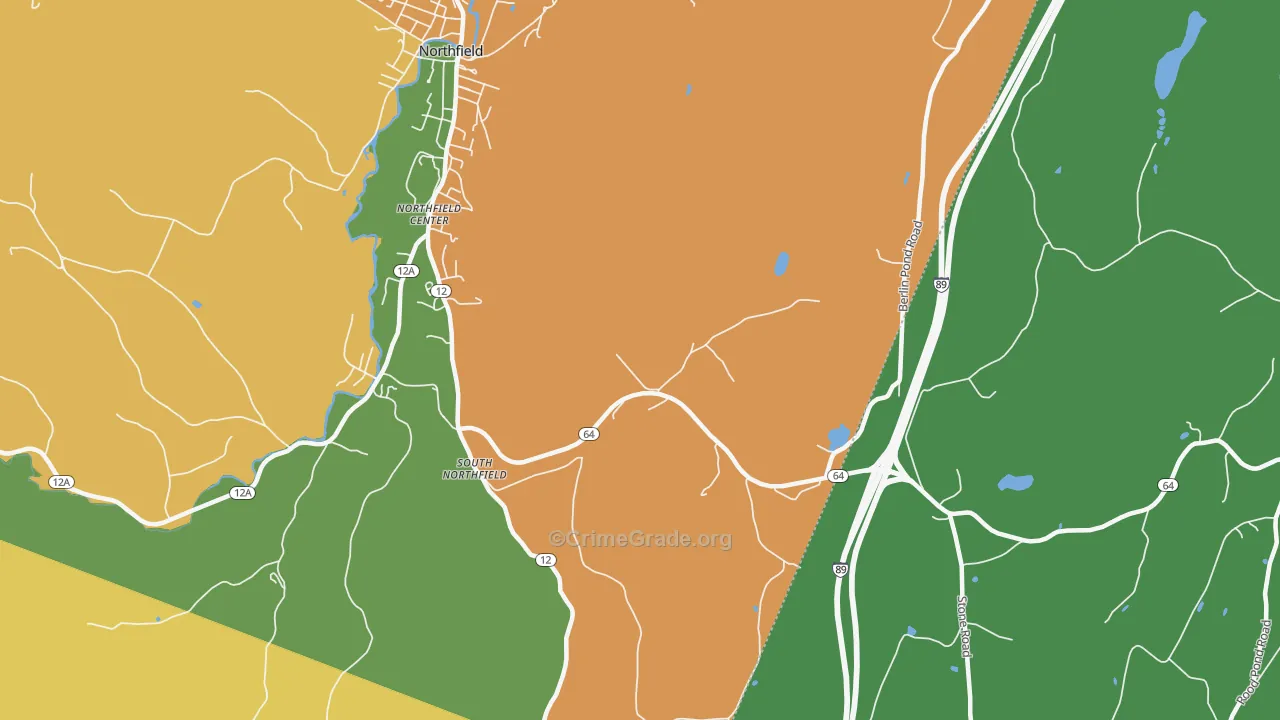 South Northfield, VT Map of Theft Rates