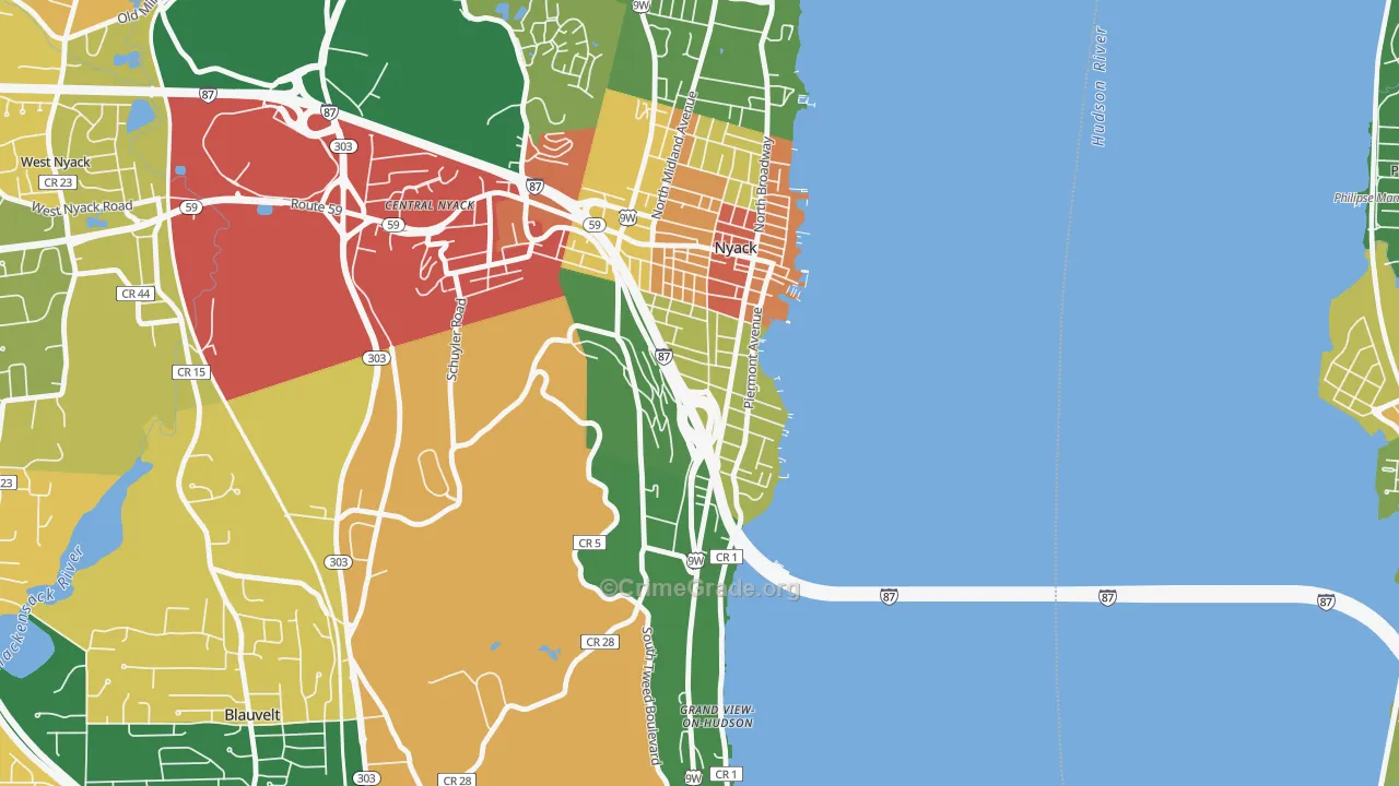 South Nyack, NY Map of Theft Rates