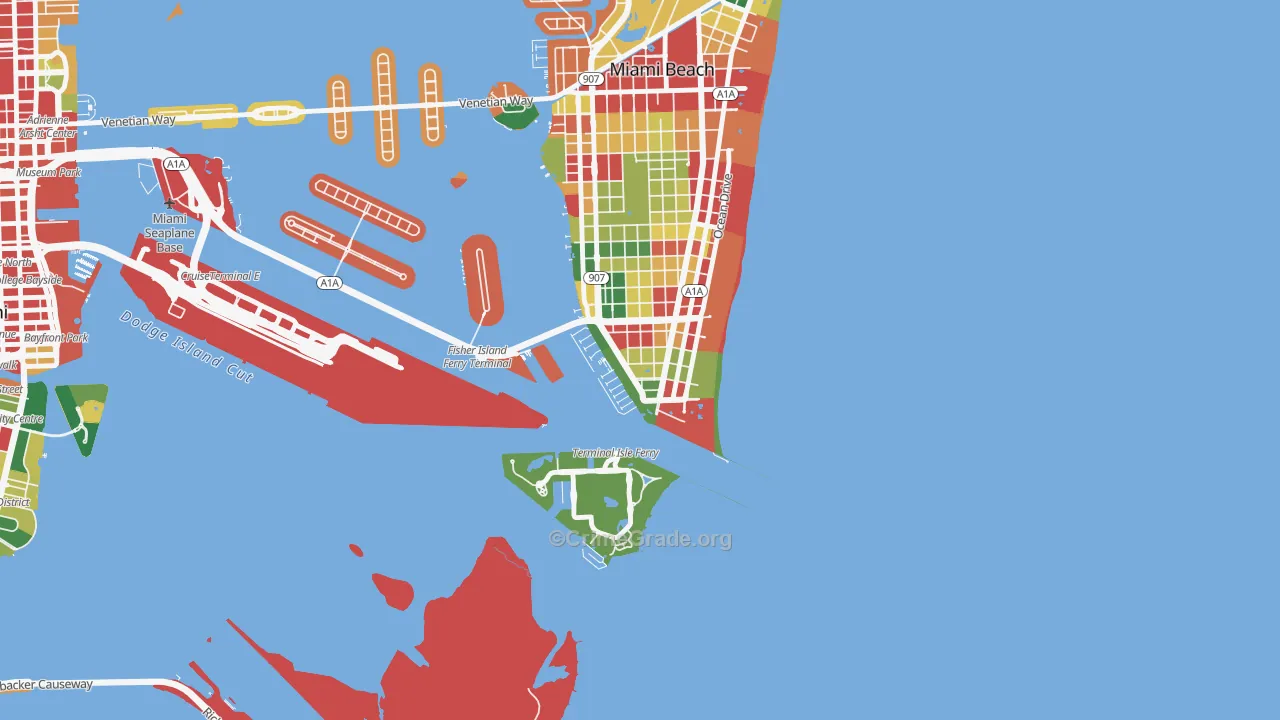 South of Fifth, Miami Beach, FL Map of Theft Rates