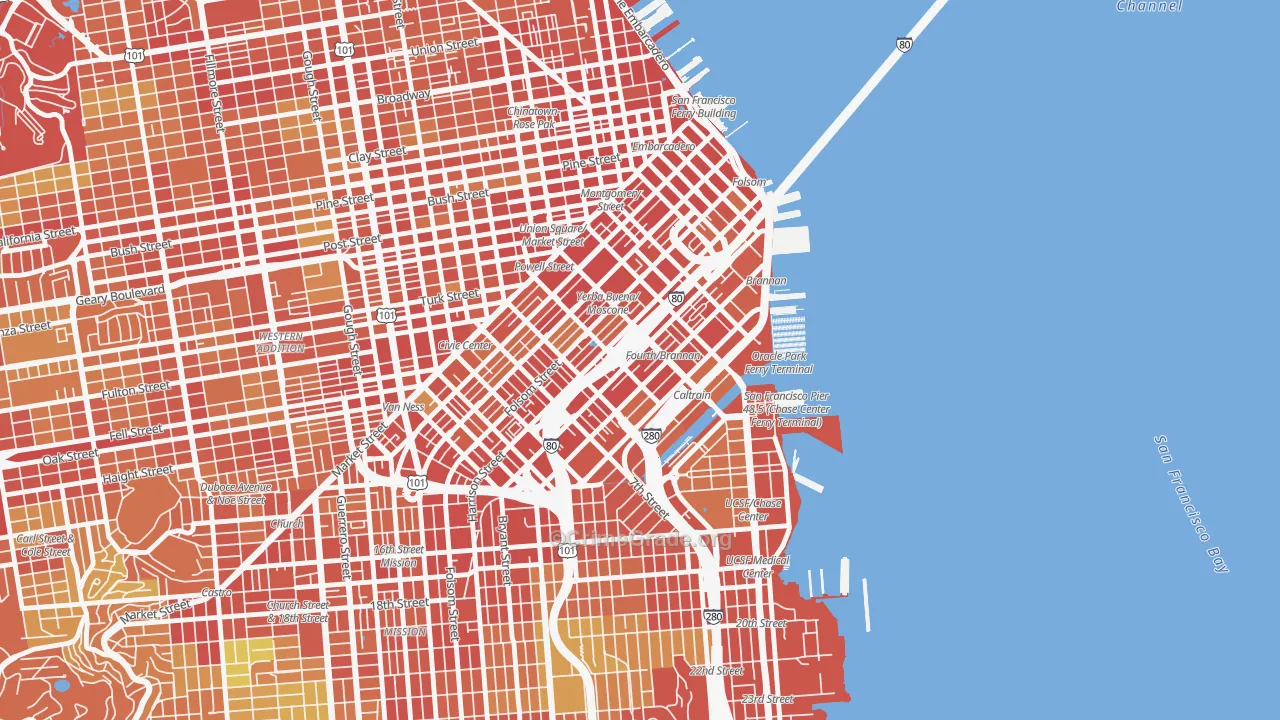 South of Market, San Francisco, CA Map of Theft Rates