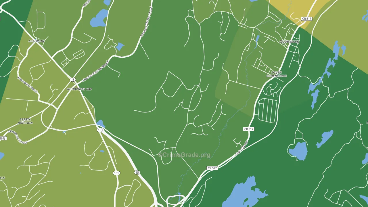 South Ogdensburg, NJ Map of Theft Rates