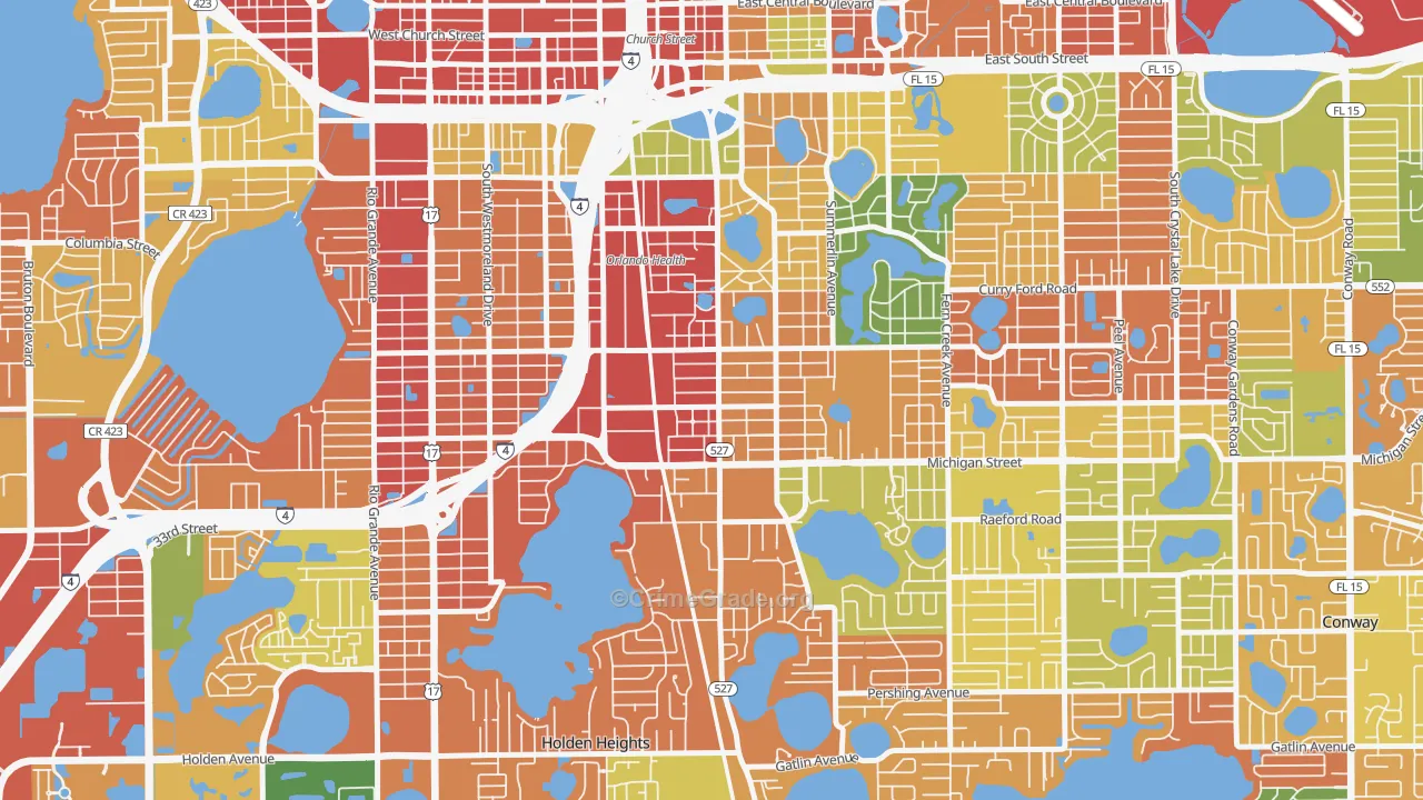 South Orange, Orlando, FL Map of Theft Rates
