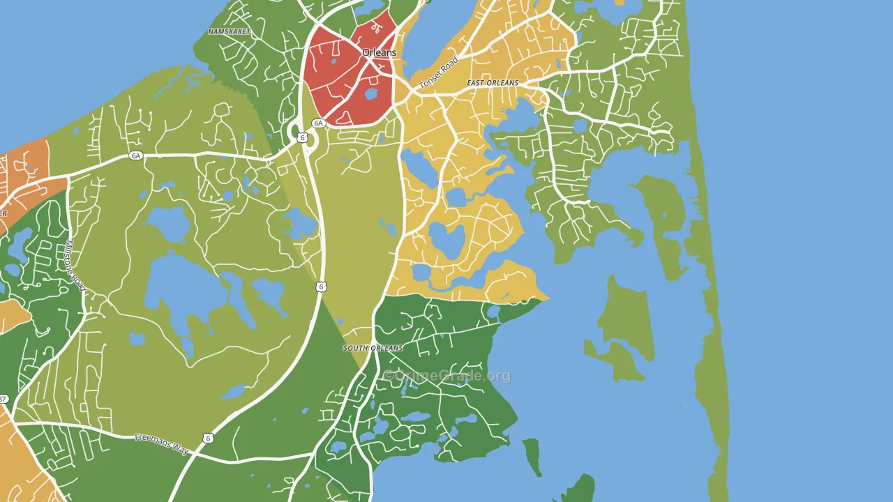 South Orleans, MA Map of Theft Rates