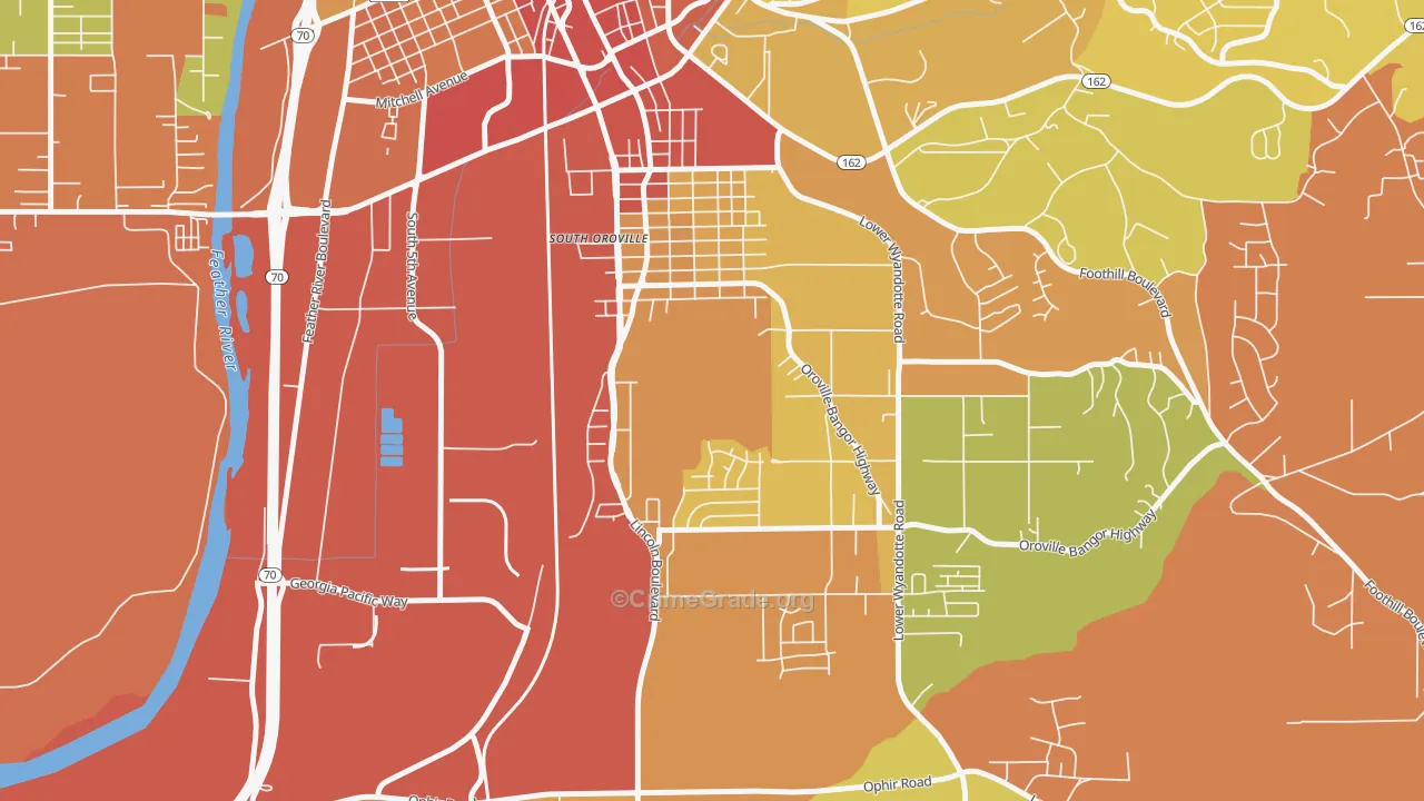 South Oroville, CA Map of Theft Rates