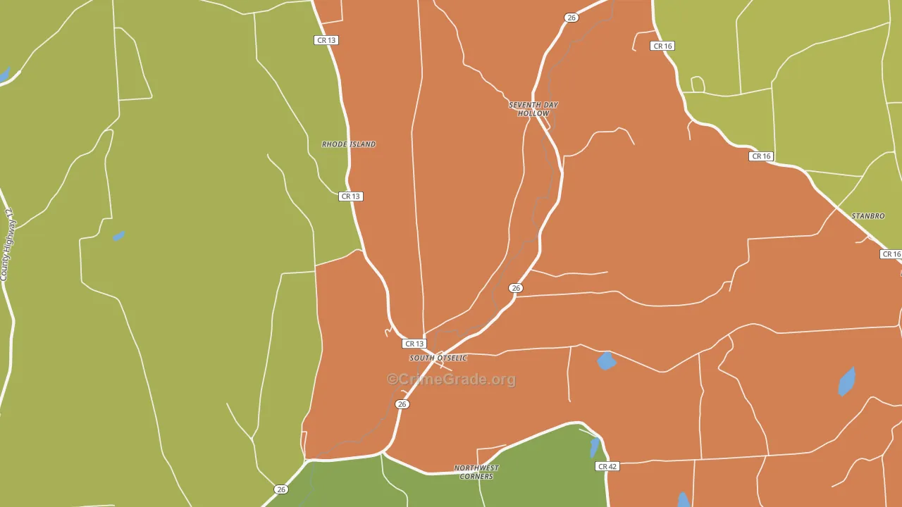 South Otselic, NY Map of Theft Rates