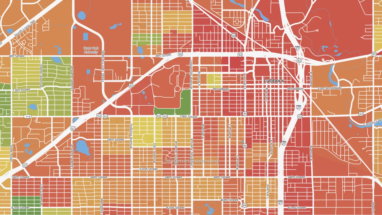 South Overton, Lubbock, TX Map of Theft Rates