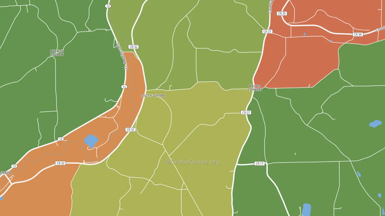 South Oxford, NY Map of Theft Rates