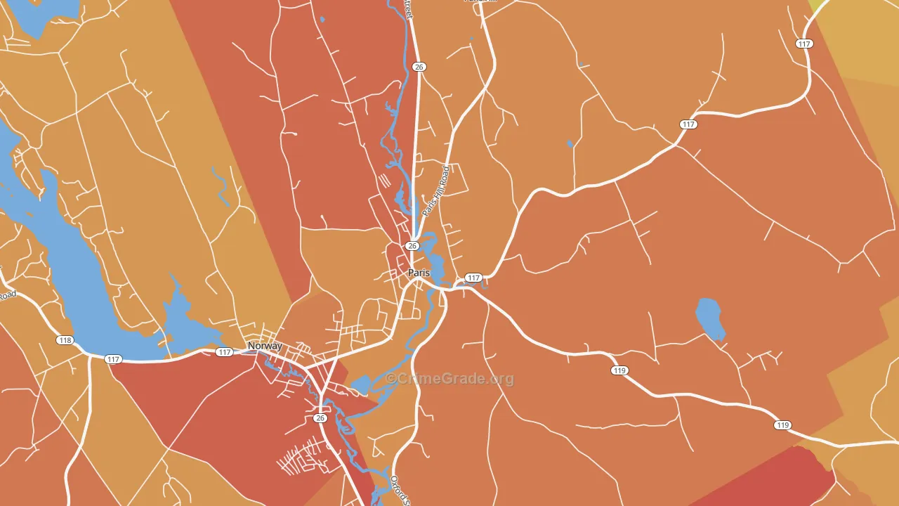 South Paris, ME Map of Theft Rates