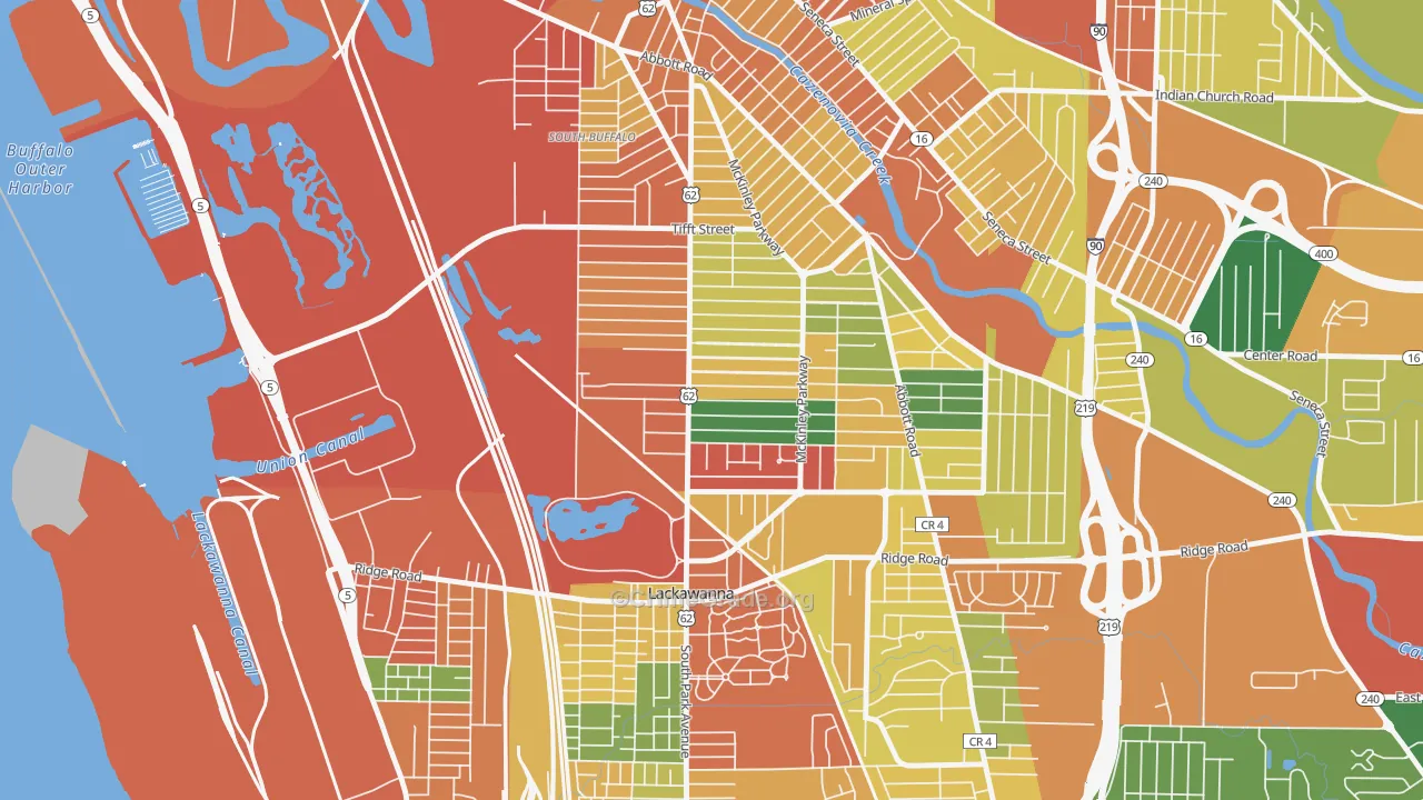 South Park, Buffalo, NY Map of Theft Rates