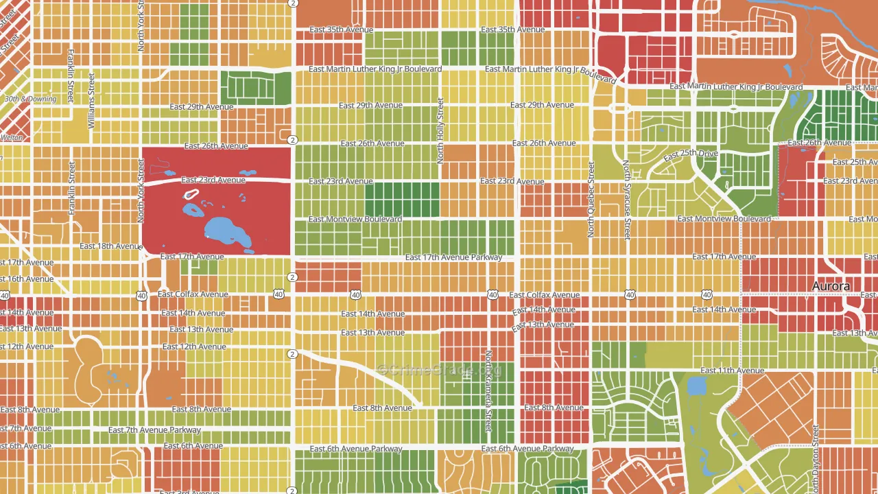 South Park Hill, Denver, CO Map of Theft Rates