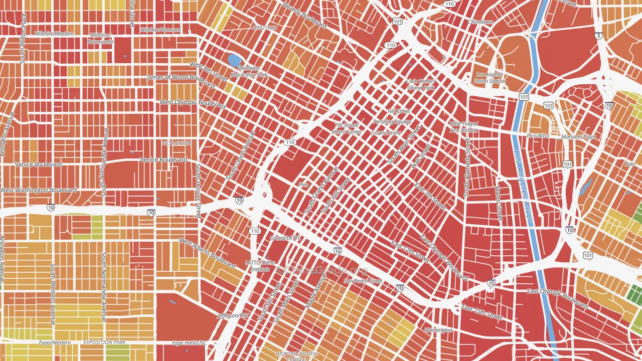 South Park, Los Angeles, CA Map of Theft Rates