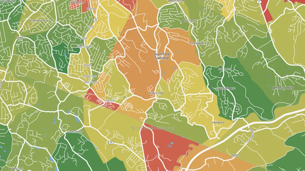 South Park Township, PA Map of Theft Rates