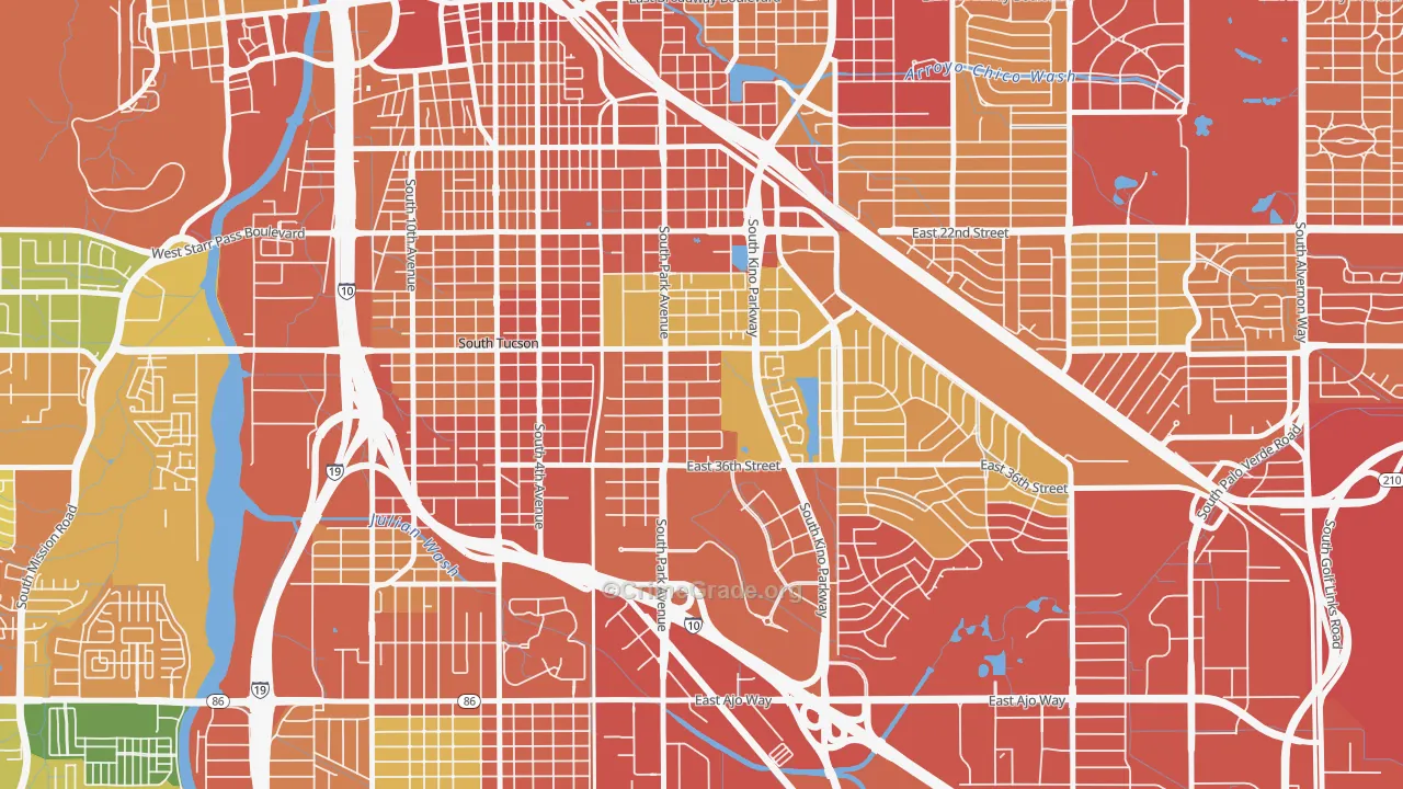 South Park, Tucson, AZ Map of Theft Rates