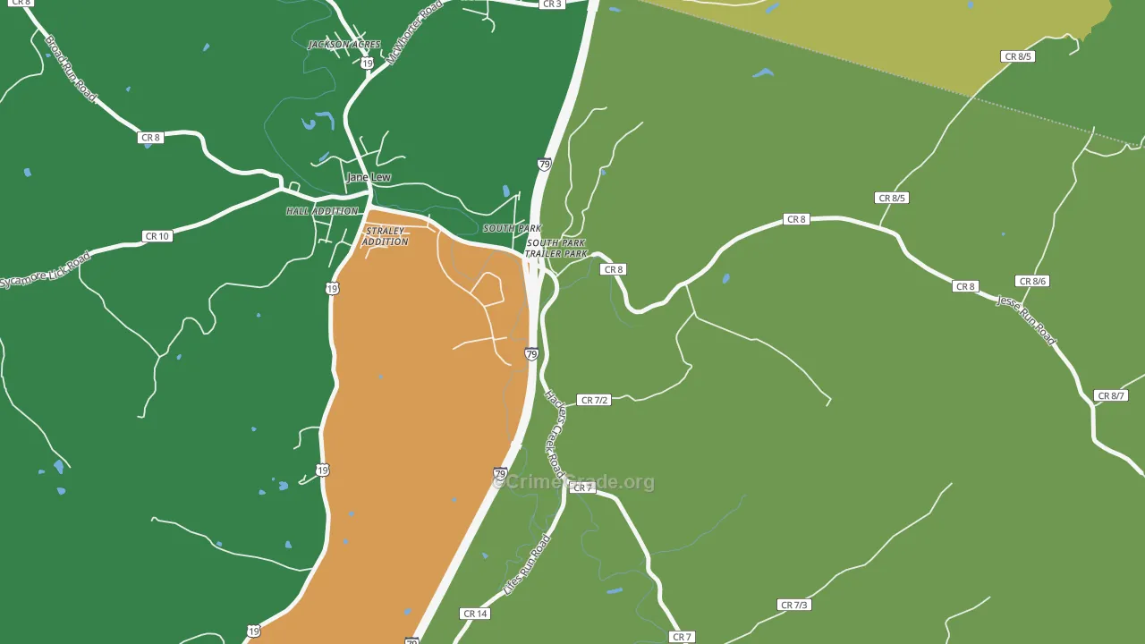 South Park, WV Map of Theft Rates