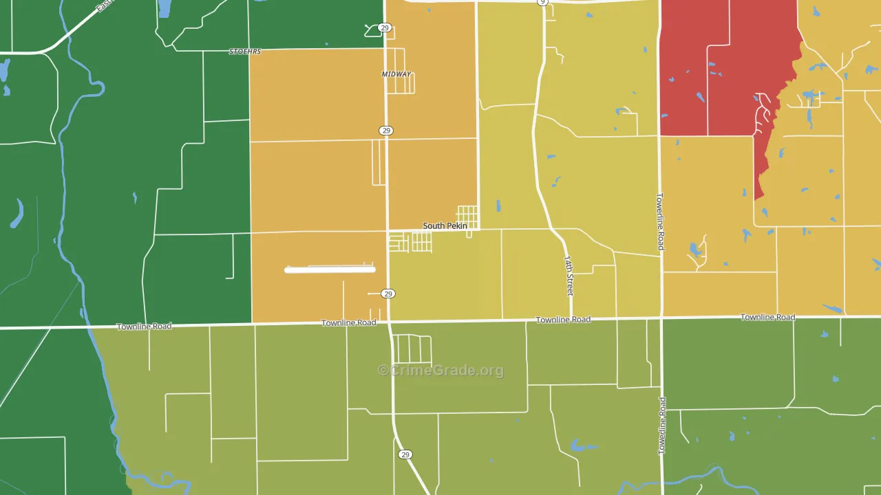 South Pekin, IL Map of Theft Rates