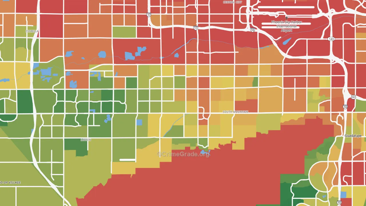 South Phoenix, Phoenix, AZ Map of Theft Rates
