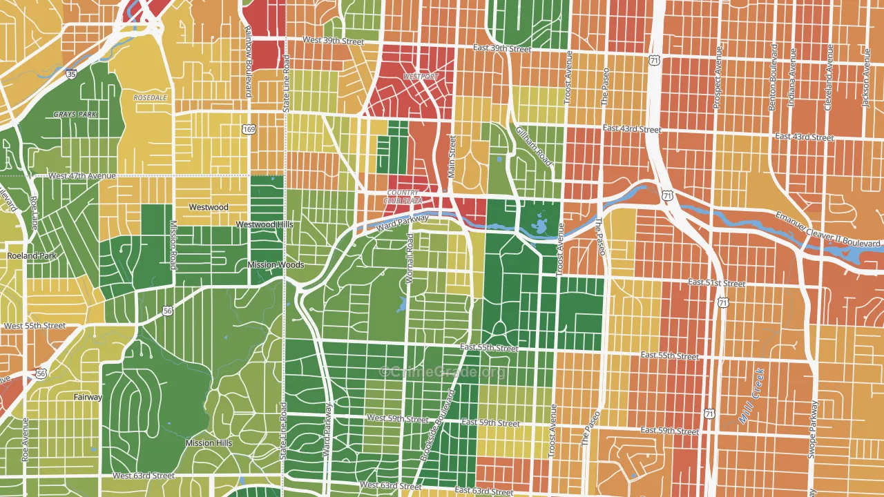 South Plaza, Kansas City, MO Map of Theft Rates
