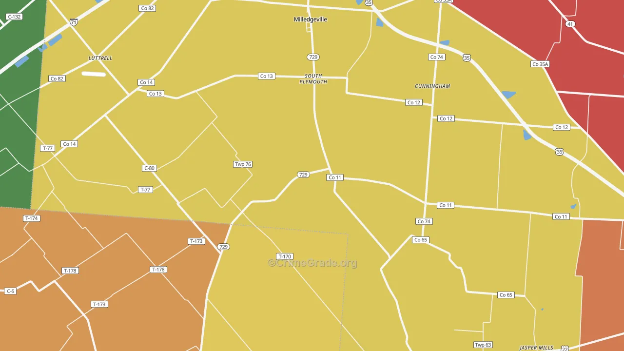 South Plymouth, OH Map of Theft Rates