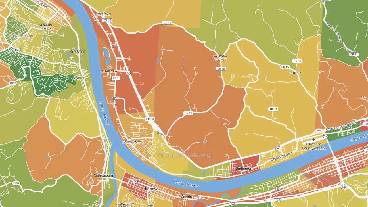 South Point, OH Map of Theft Rates