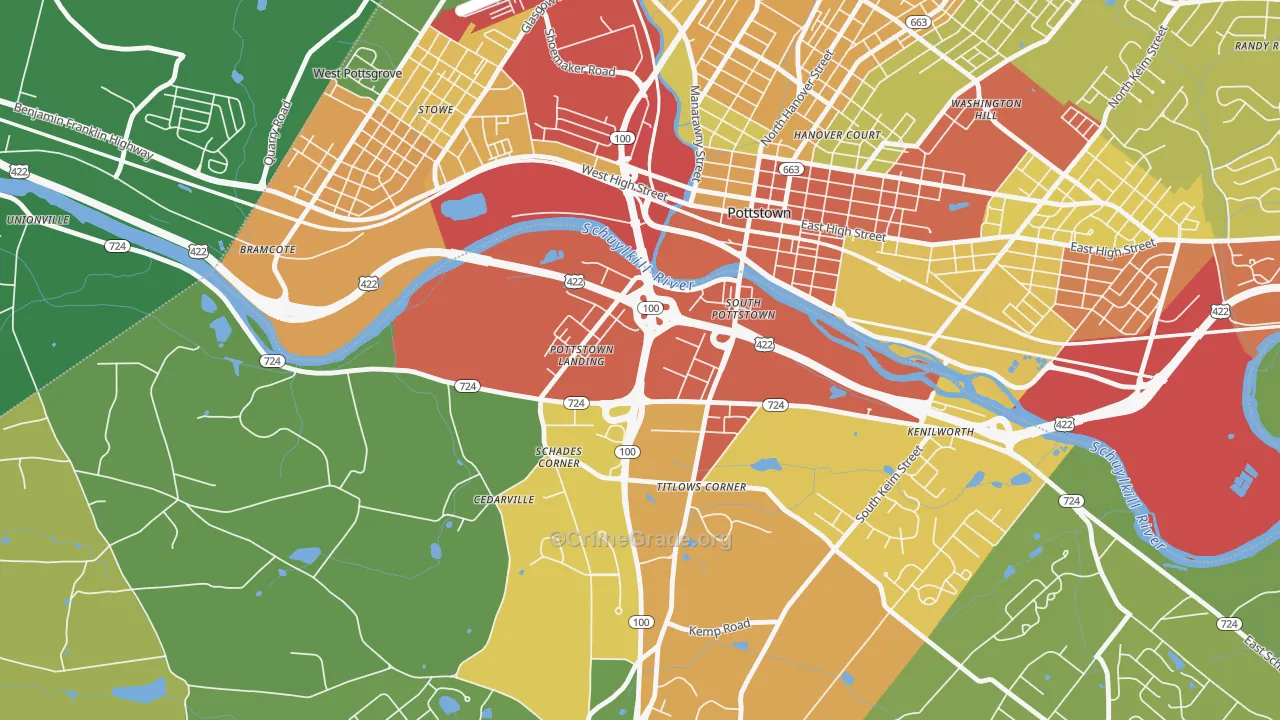 South Pottstown, PA Map of Theft Rates