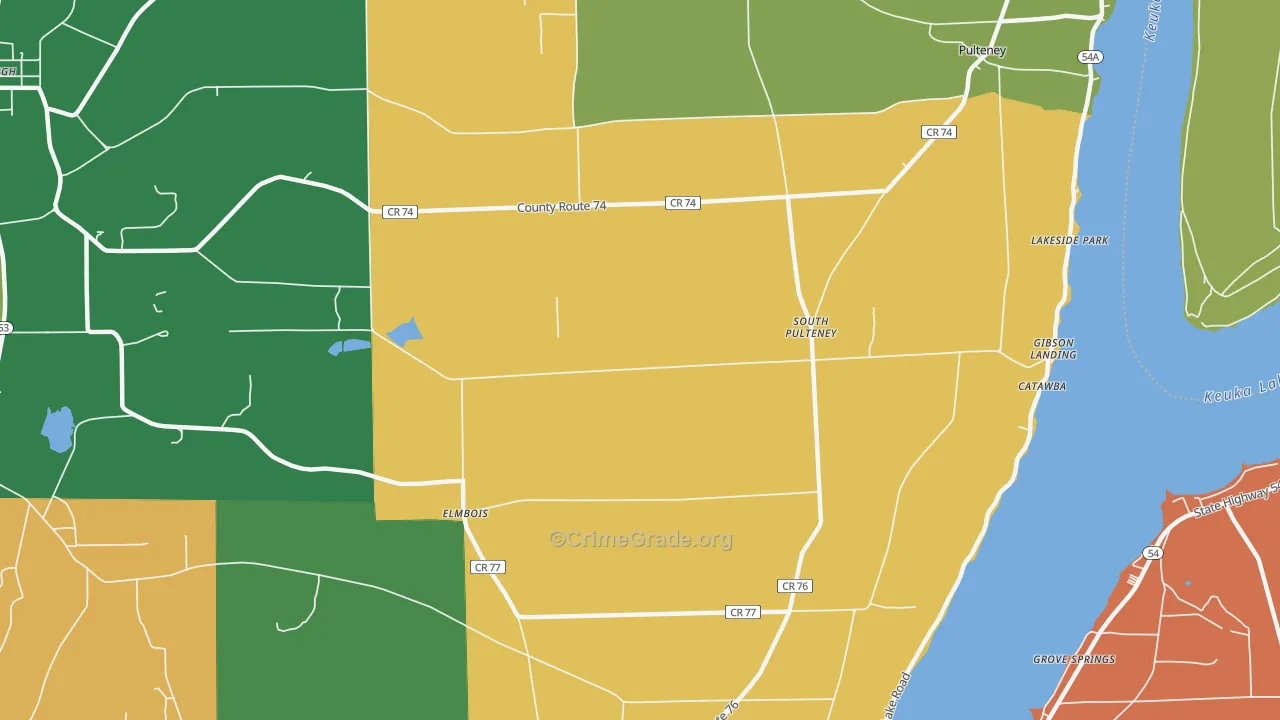 South Pulteney, NY Map of Theft Rates