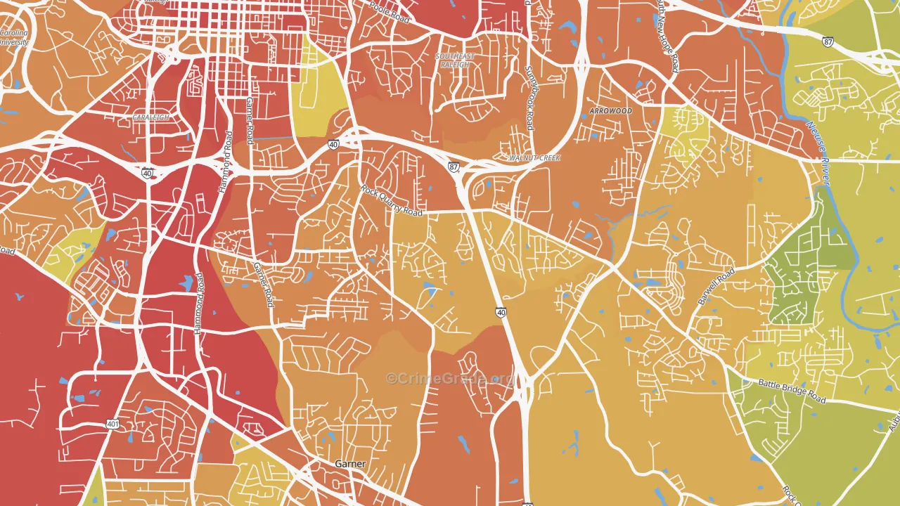 South, Raleigh, NC Map of Theft Rates