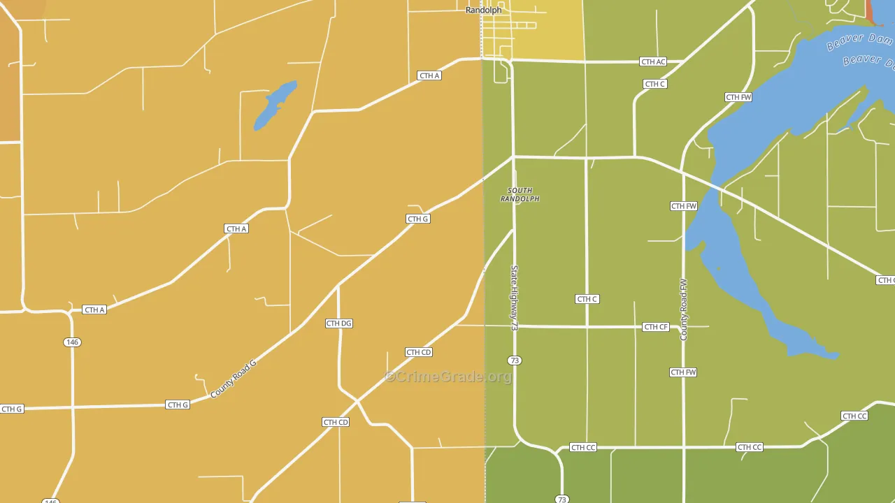 South Randolph, WI Map of Theft Rates