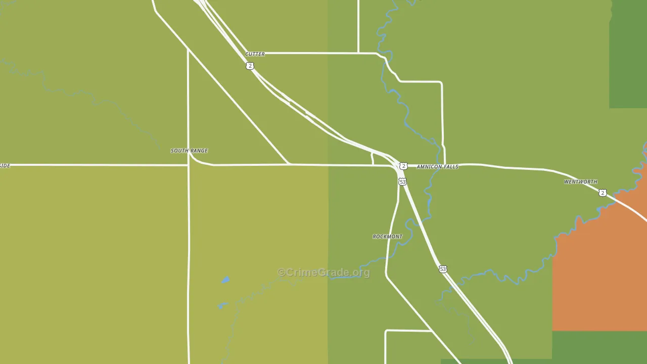 South Range, WI Map of Theft Rates