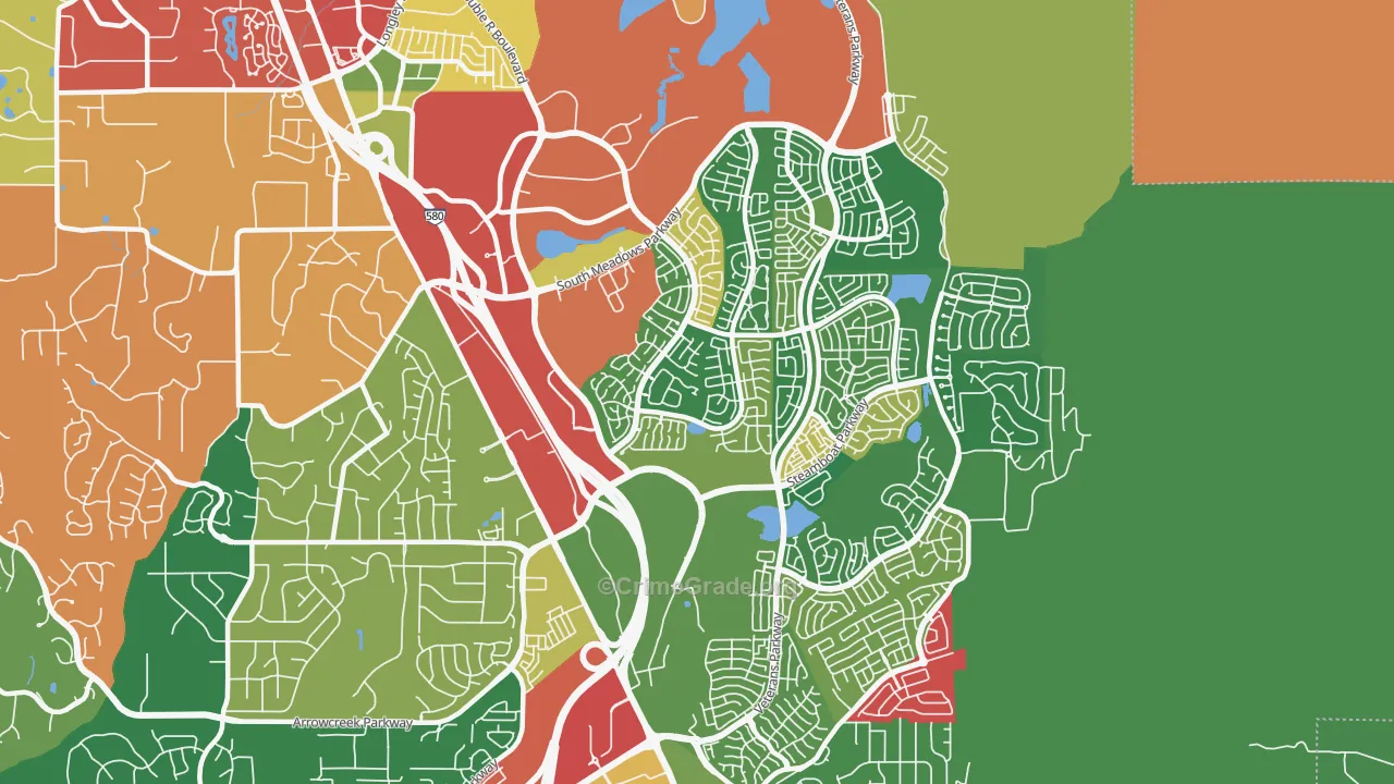 South Reno, Reno, NV Map of Theft Rates
