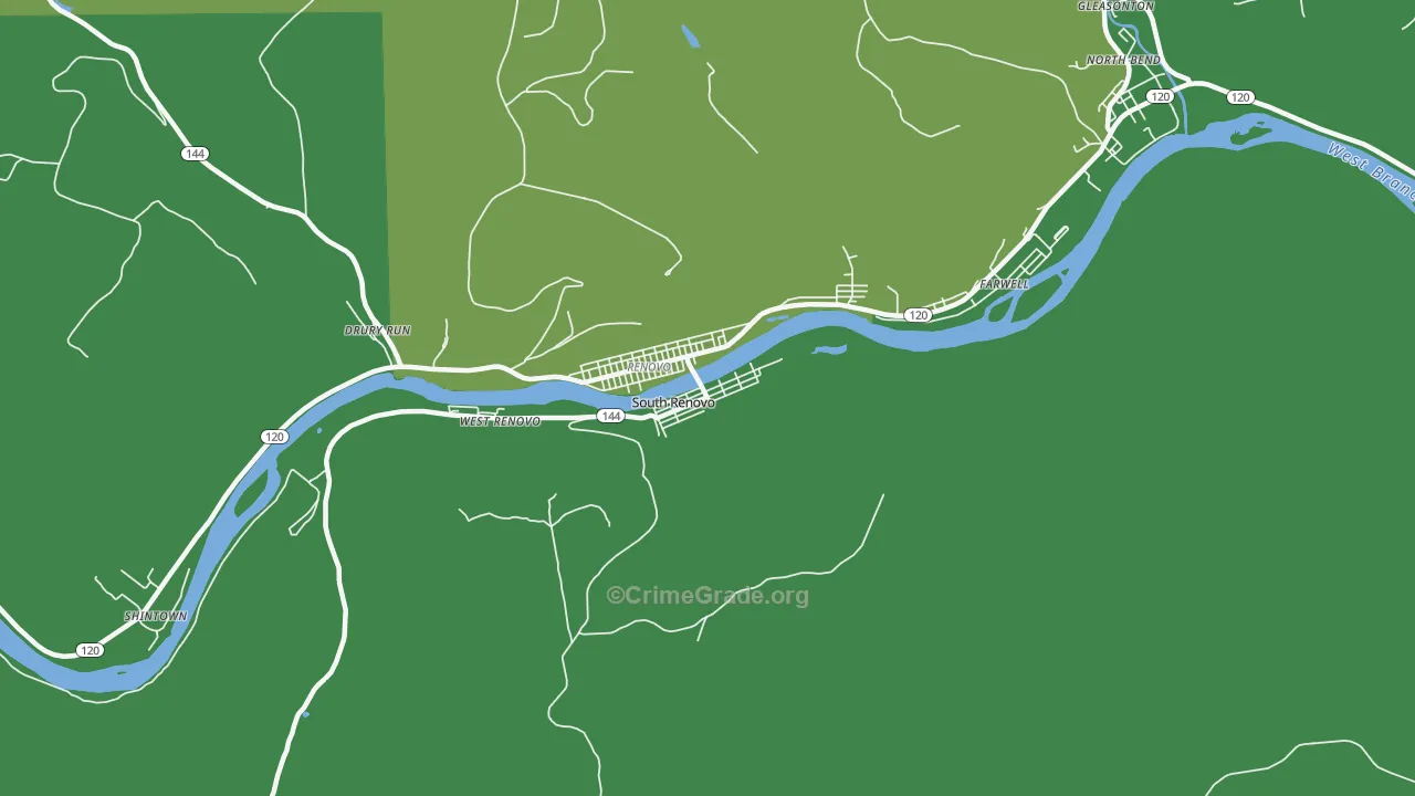 South Renovo, PA Map of Theft Rates