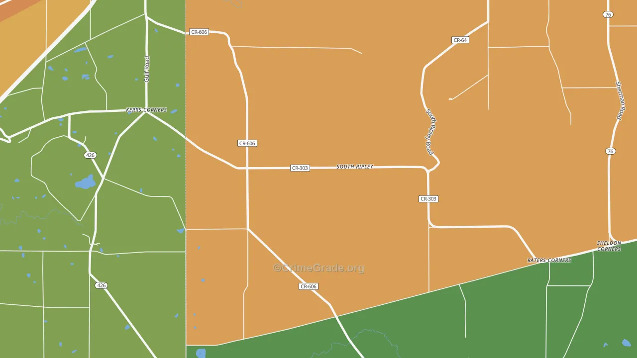 South Ripley, NY Map of Theft Rates