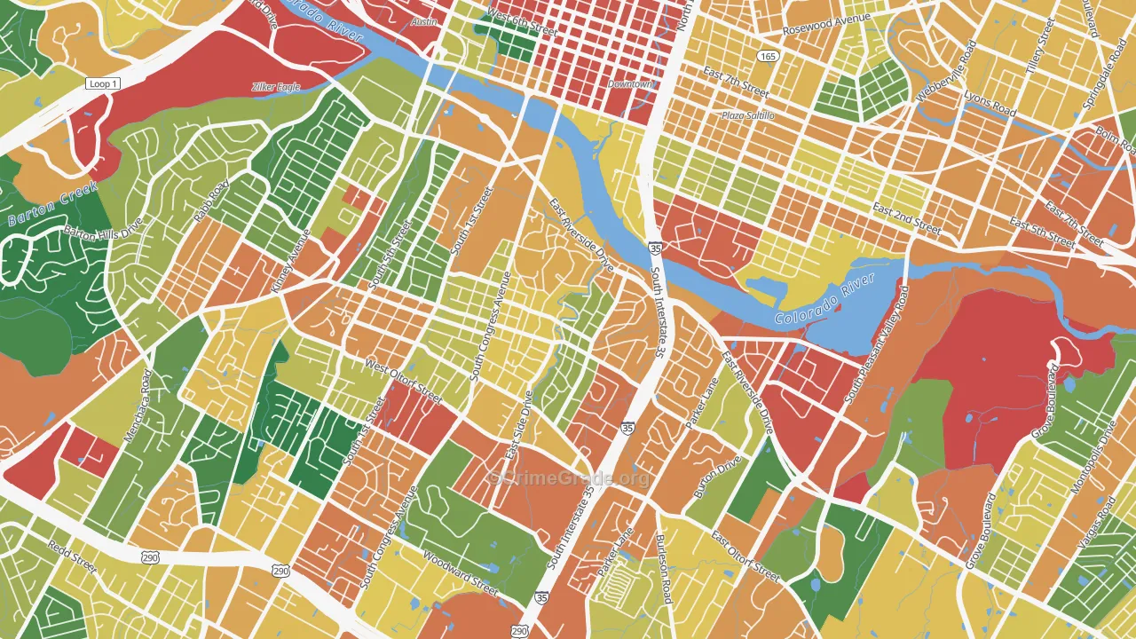 South River City, Austin, TX Map of Theft Rates