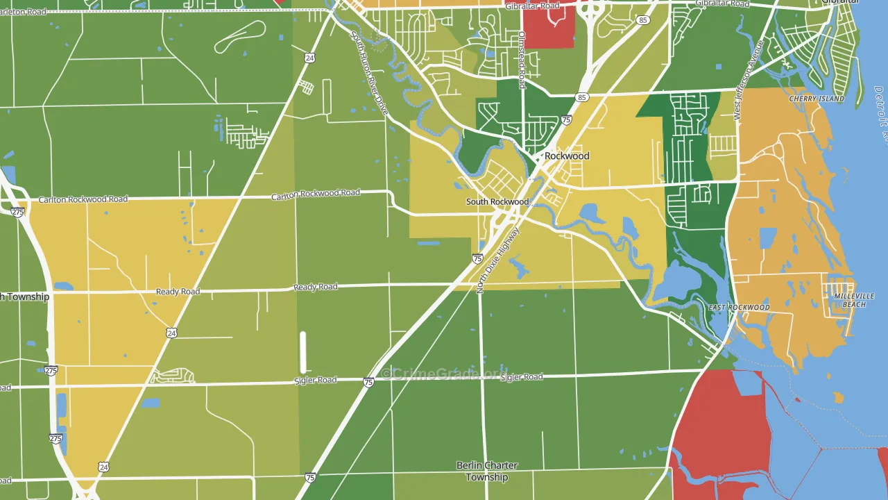 South Rockwood, MI Map of Theft Rates