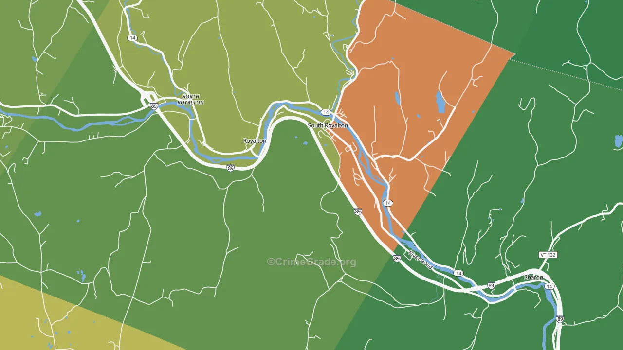 South Royalton, VT Map of Theft Rates
