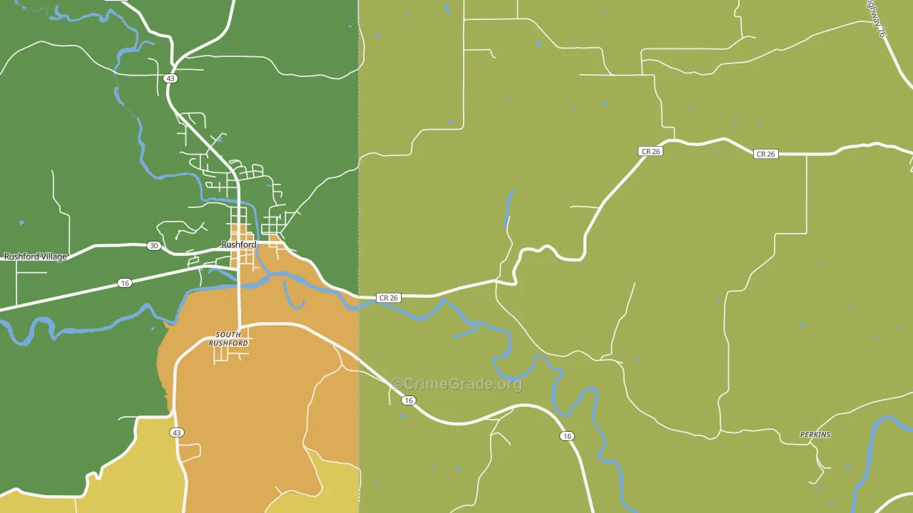 South Rushford, MN Map of Theft Rates