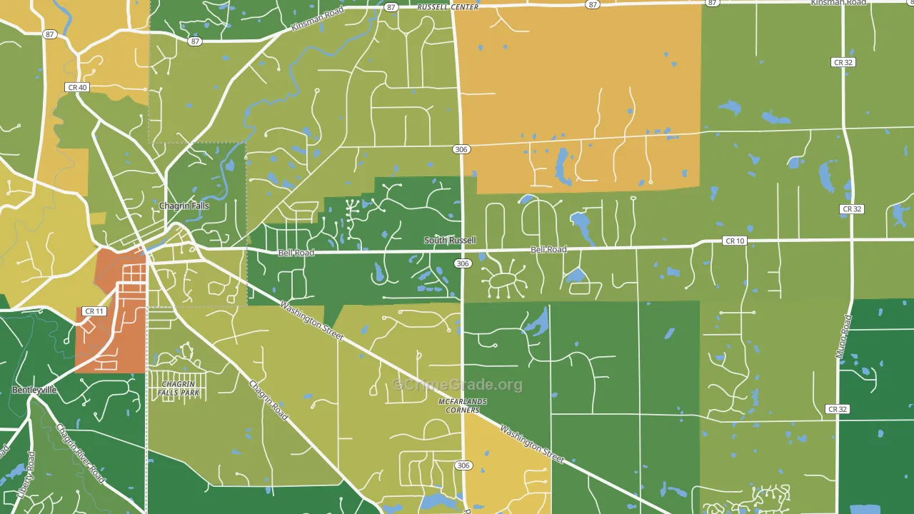 South Russell, OH Map of Theft Rates