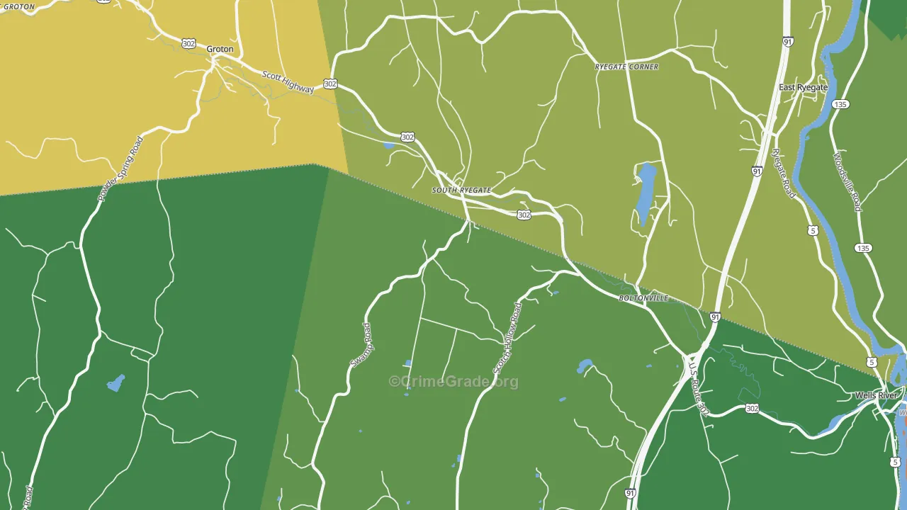 South Ryegate, VT Map of Theft Rates