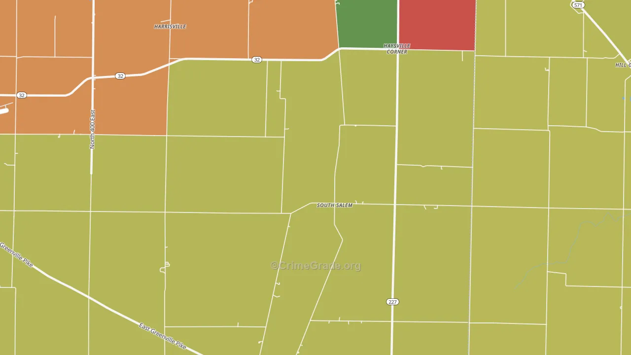 South Salem, IN Map of Theft Rates