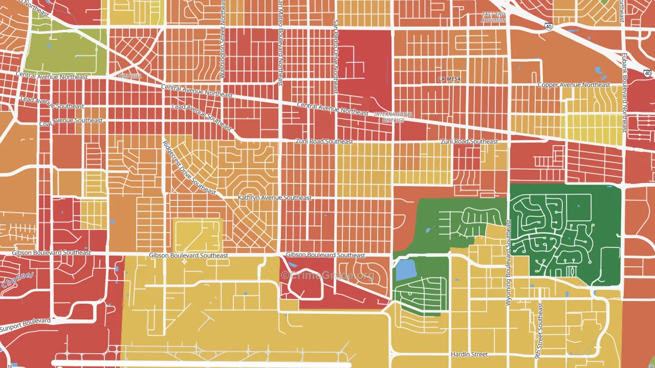 South San Pedro, Albuquerque, NM Map of Theft Rates