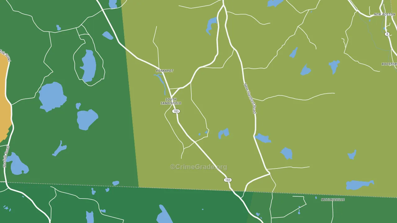 South Sandisfield, MA Map of Theft Rates