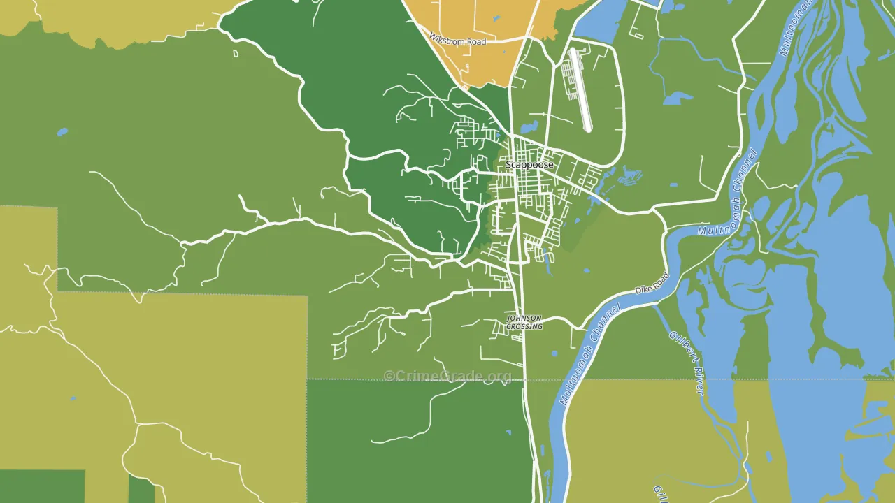 South Scappoose, OR Map of Theft Rates