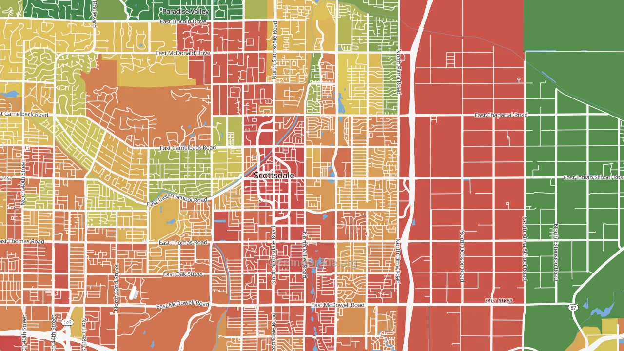 South Scottsdale, Scottsdale, AZ Map of Theft Rates