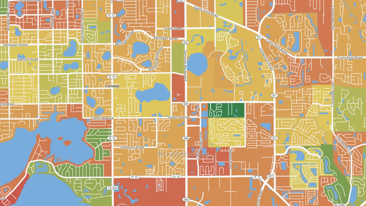 South Semoran, Orlando, FL Map of Theft Rates