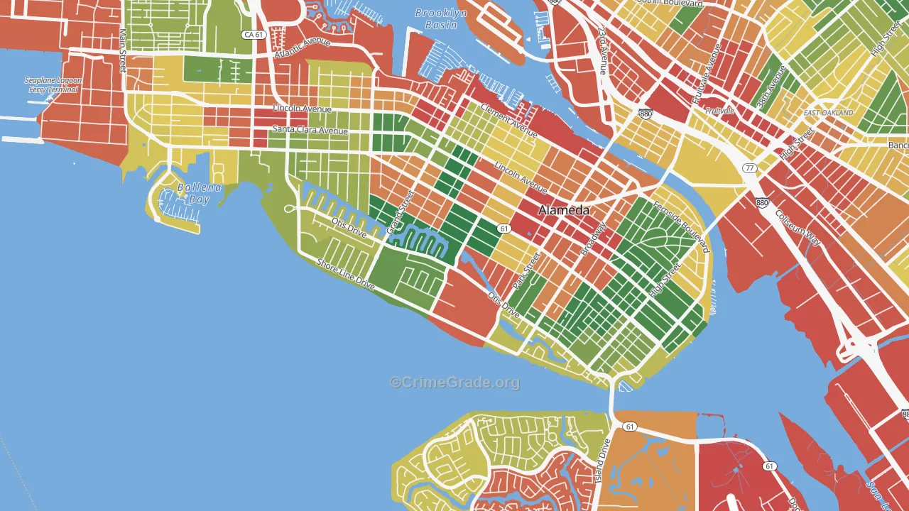 South Shore, Alameda, CA Map of Theft Rates