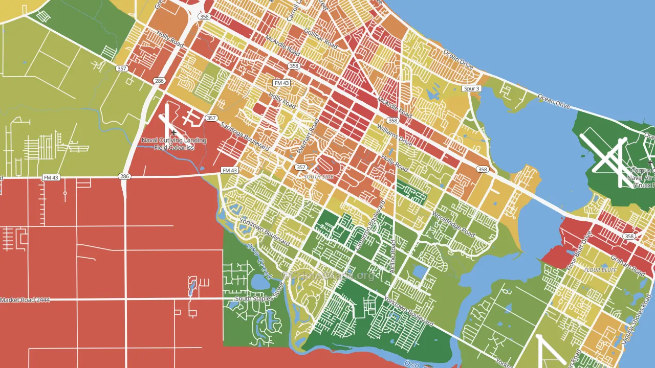 South Side, Corpus Christi, TX Map of Theft Rates