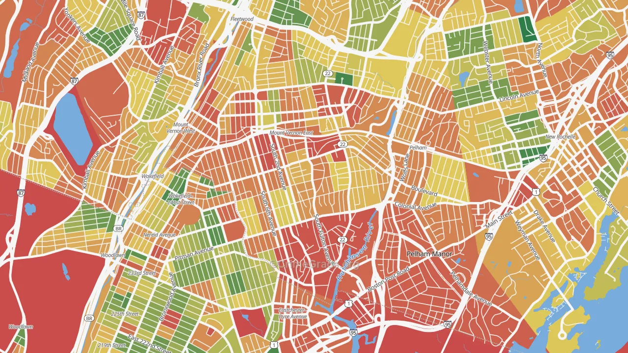 South Side, Mount Vernon, NY Map of Theft Rates