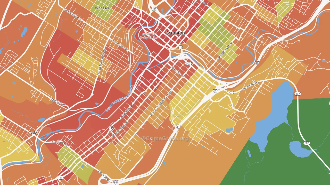 South Side, Scranton, PA Map of Theft Rates
